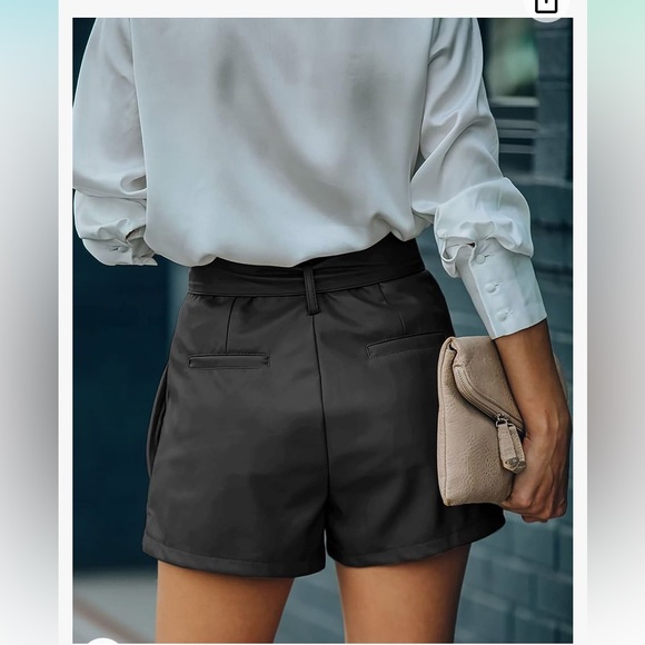 NWT ,fashion original design black faux leather shorts high waisted size … - Picture 2 of 16